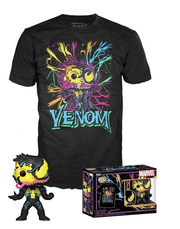 FUNKO POP CAMISETA + FUNKO VENOM BLACKLIGHT