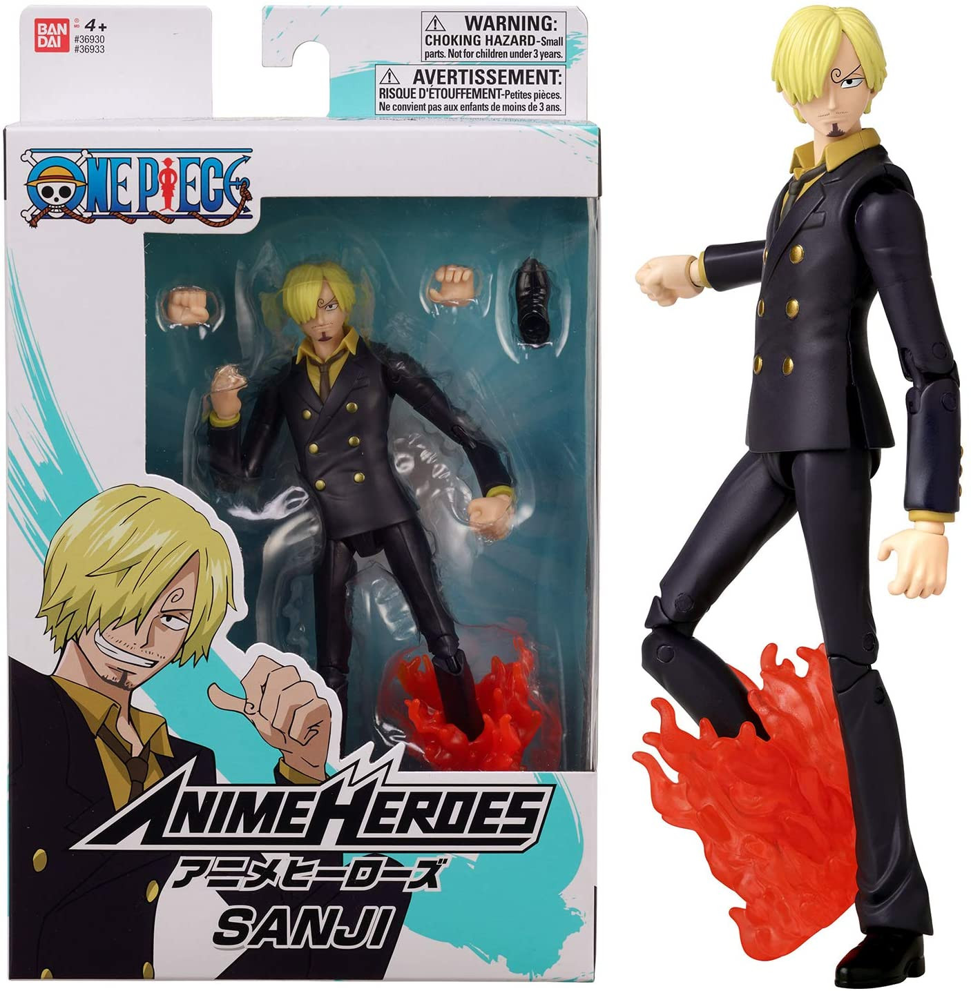 BANDAI - Anime Heroes ONE PIECE - Figura de acción de SANJI