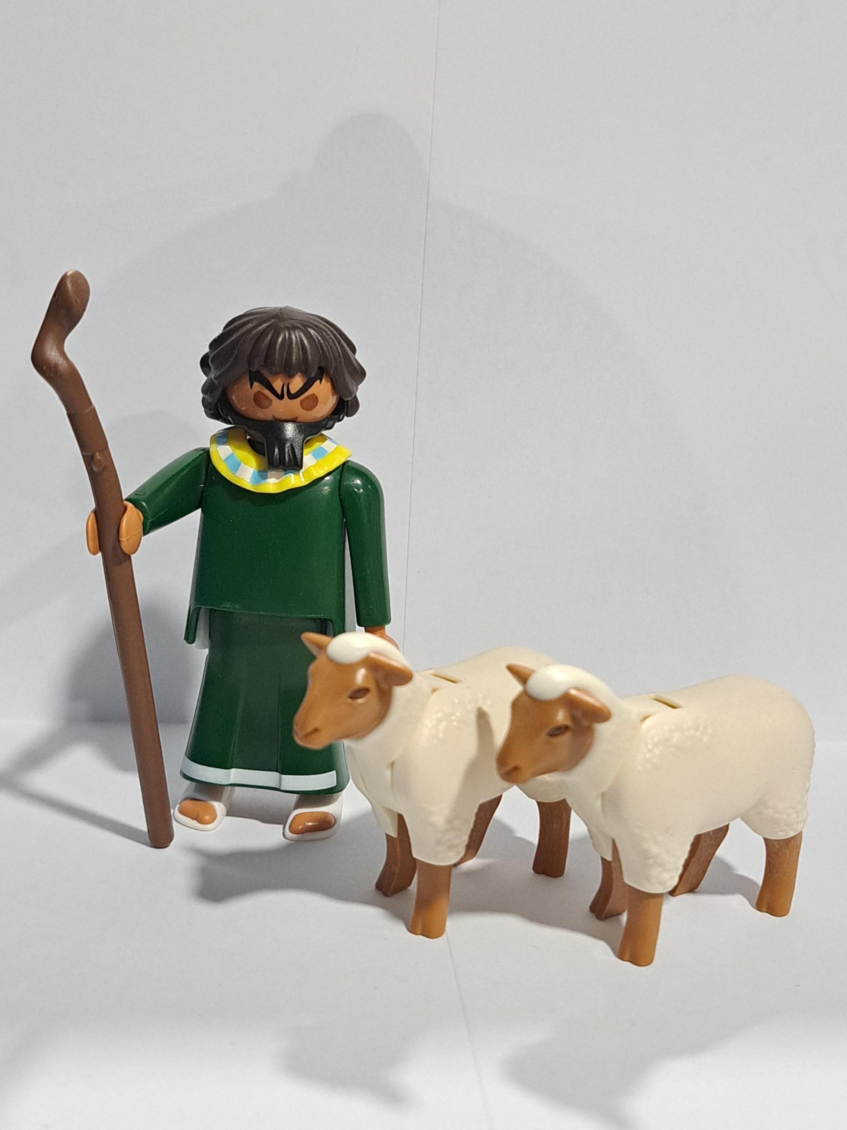 PLAYMOBIL ALDEANO , PASTOR EGIPCIO CON OVEJAS , MEDIEVAL , BELEN - 16/8/23