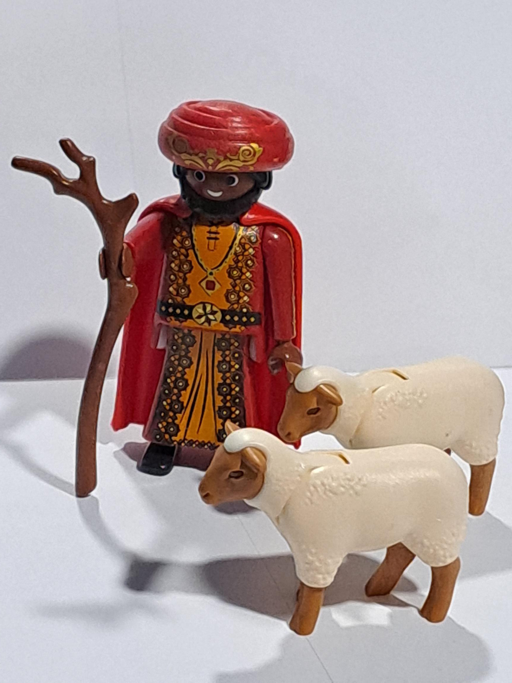 PLAYMOBIL ALDEANO , PASTOR ARABE CON OVEJAS , MEDIEVAL , BELEN - 16/6/23