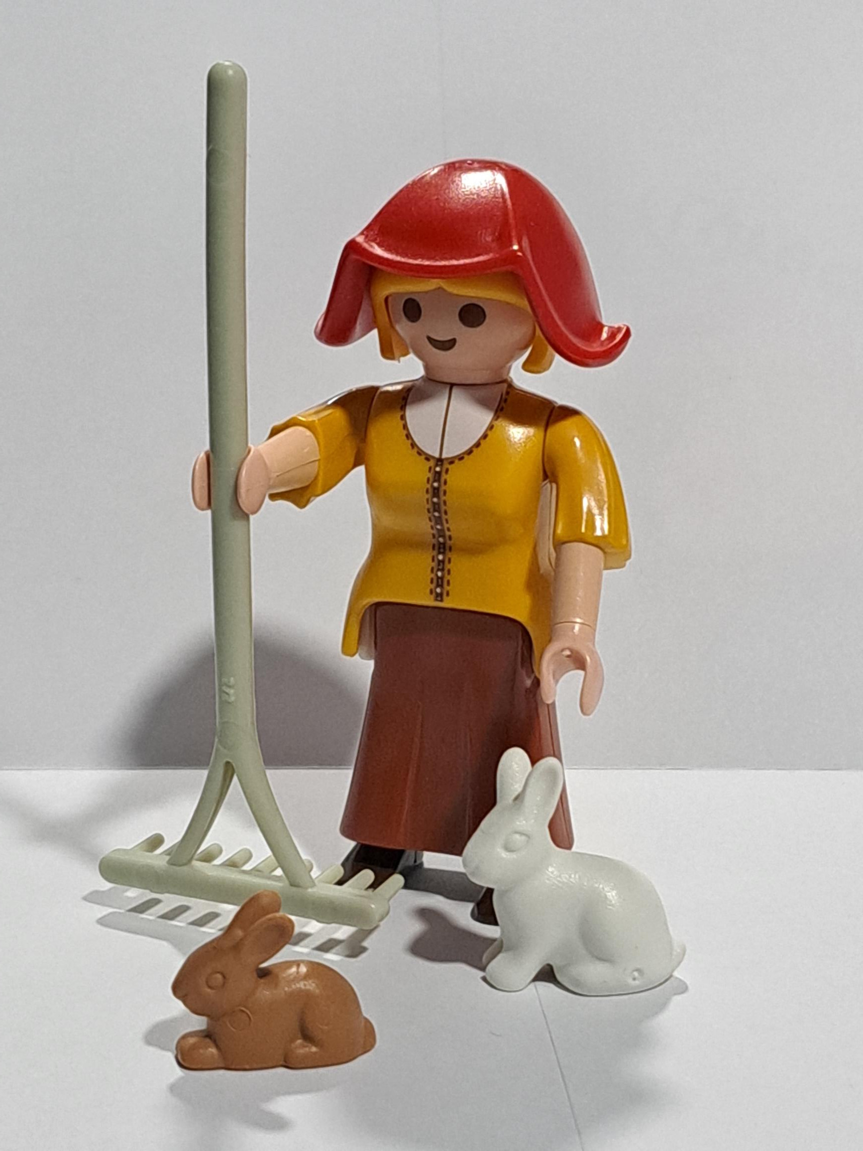PLAYMOBIL ALDEANA CON CONEJOS ,AGRICULTORA , MEDIEVAL , BELEN - 16/6/23