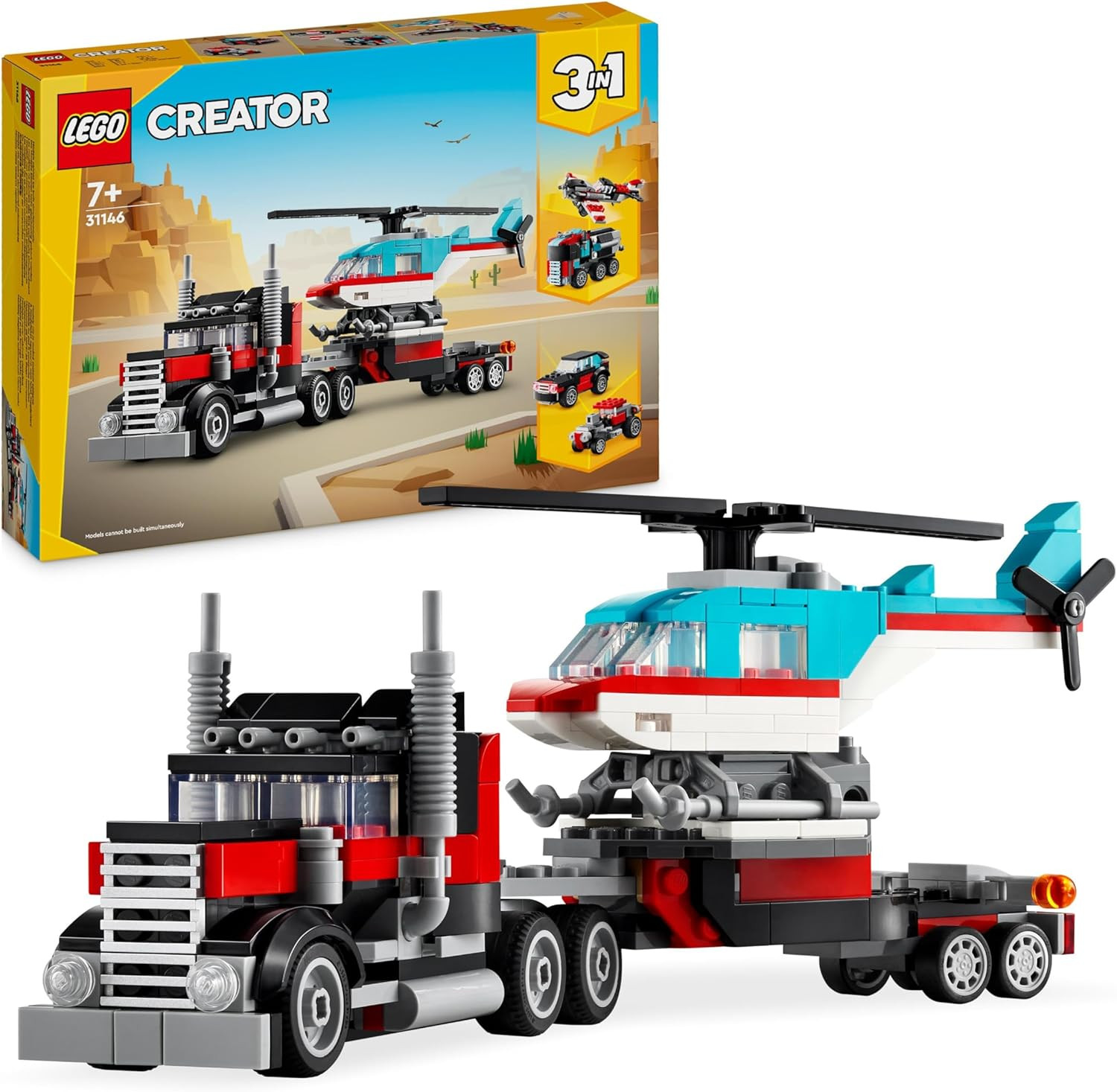LEGO CREATOR - 31146 CAMION PLATAFORMA CON HELICOPTERO