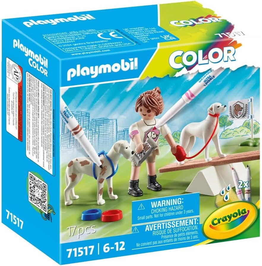 PLAYMOBIL 71517 - CUIDADORA PERROS PARA PINTAR , ROTULADORES INCLUIDOS
