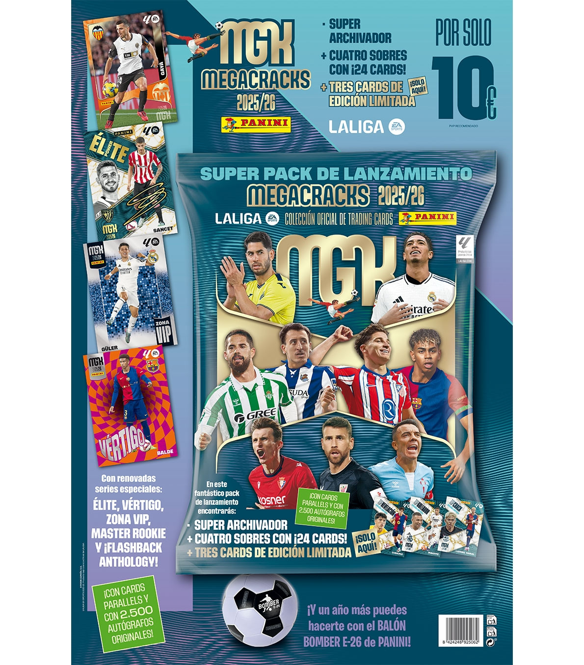 Megapacks Megacracks 2025/26 (Arch.+ 4 Sobres + 3 C.E.) de Panini Cromos