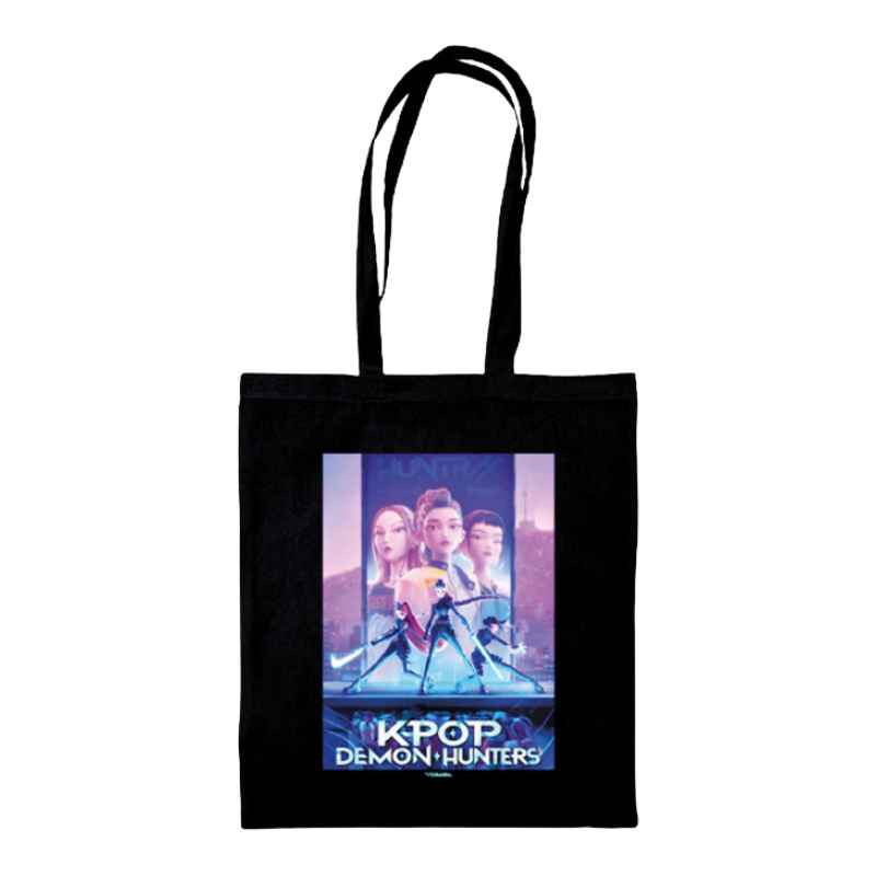 KPOP DEMON HUNTERS - BOLSA TOTE REUTILIZABLE NEGRA LOGO KPOP DEMON HUNTERS - BOLSA TOTE REUTILIZABLE NEGRA LOGO