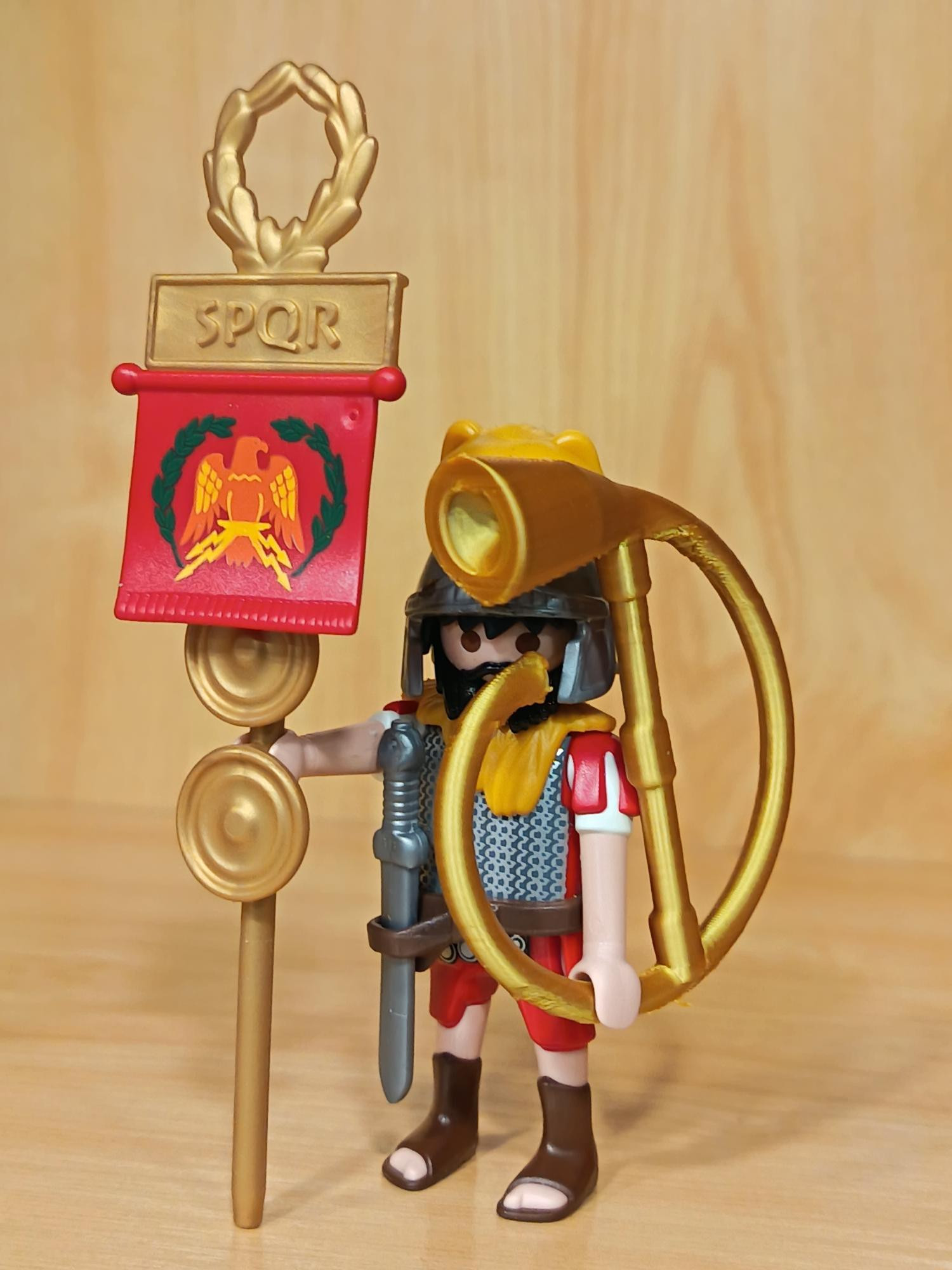 PLAYMOBIL SOLDADO ROMANO CON ESTANDARTE Y TROMPETA - 13/12/15