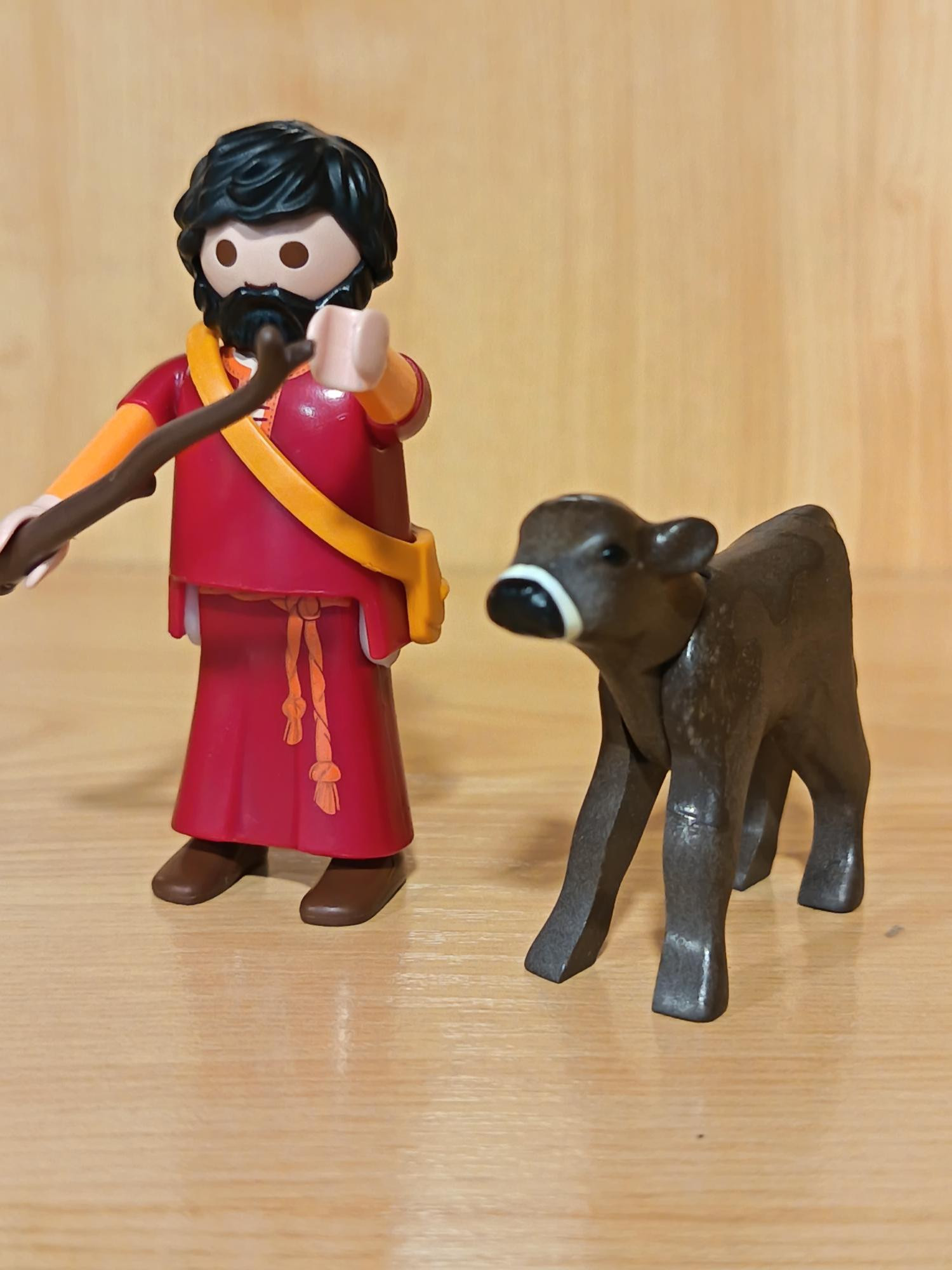 PLAYMOBIL ALDEANO , PASTOR CON VACA , BELEN - 10/7/25