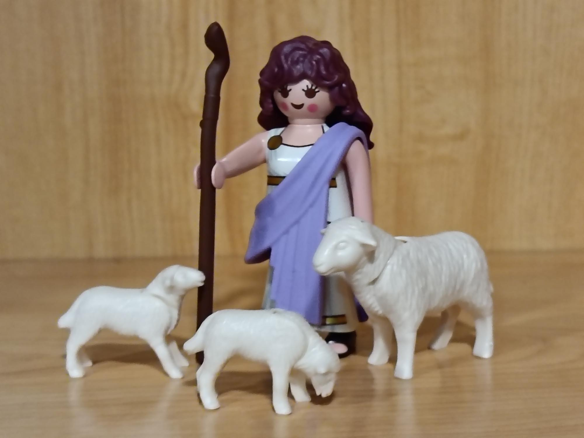 PLAYMOBIL BELEN ,ALDEANA , PASTORA CON OVEJAS BLANCAS - 22/7/26