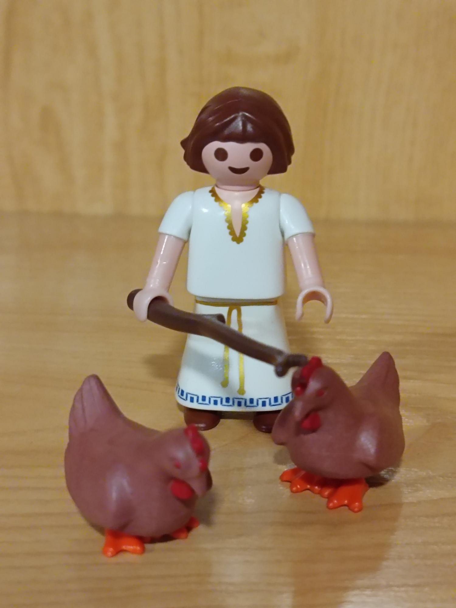 PLAYMOBIL BELEN ,NIÑA CON GALLINAS MARRONES - 22/7/26
